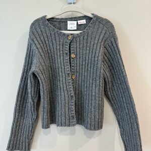 Zara Kids Gray Ribbed Little Girls Sweater size 3-4y